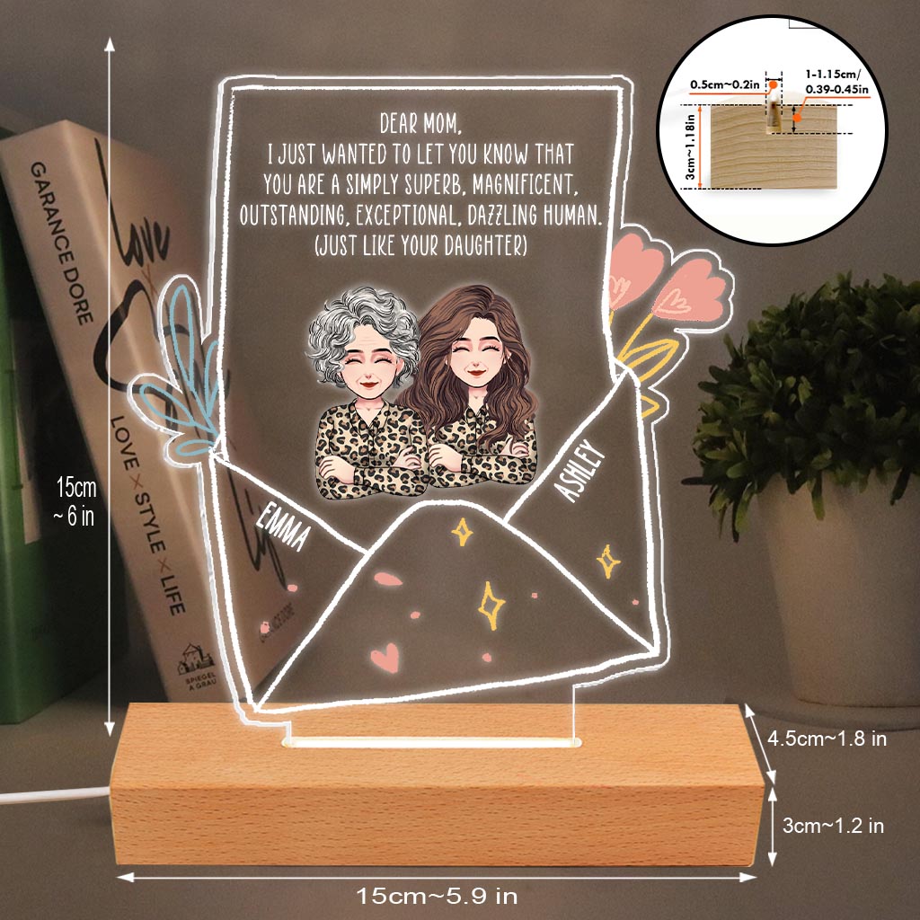 Dear Mom - Personalized Mother's Day Mother Shaped Plaque Light Base