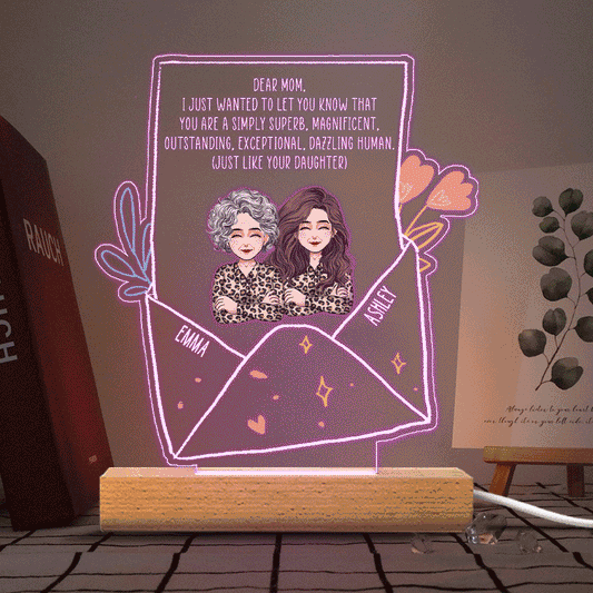 Liebe Mama – Personalisierte Muttertags-Leuchte in Form einer Mutterplakette