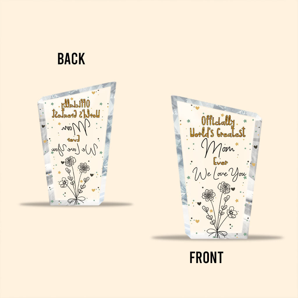 Offiziell die beste Mama der Welt – Geschenk für Mama, Oma, Ehefrau, Papa, Opa, Ehemann – Personalisierte Acrylplakette in individueller Form