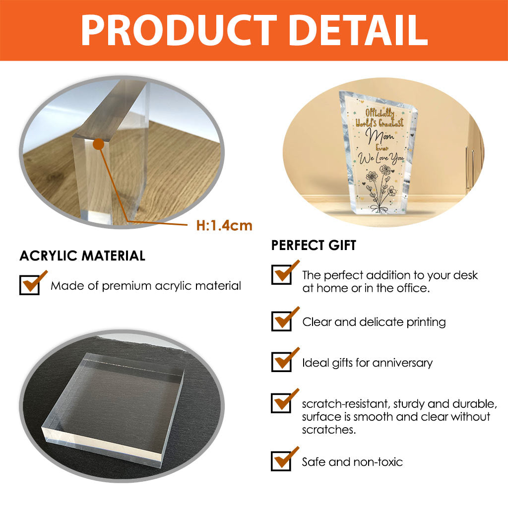 Offiziell die beste Mama der Welt – Geschenk für Mama, Oma, Ehefrau, Papa, Opa, Ehemann – Personalisierte Acrylplakette in individueller Form