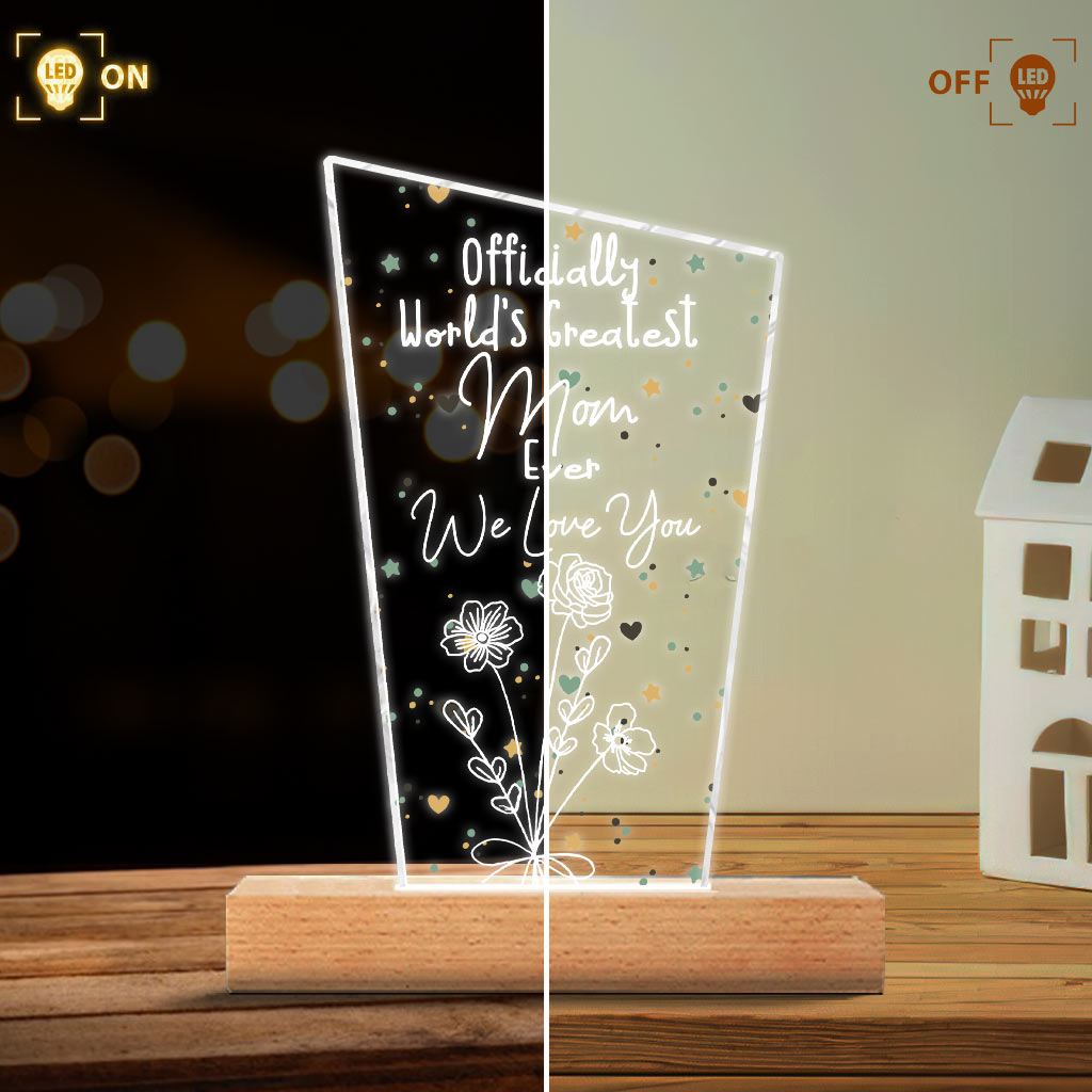 Offiziell die beste Mama der Welt – Geschenk für Mama, Opa, Ehemann, Ehefrau, Oma, Papa – Personalisierte, geformte Leuchtplatte