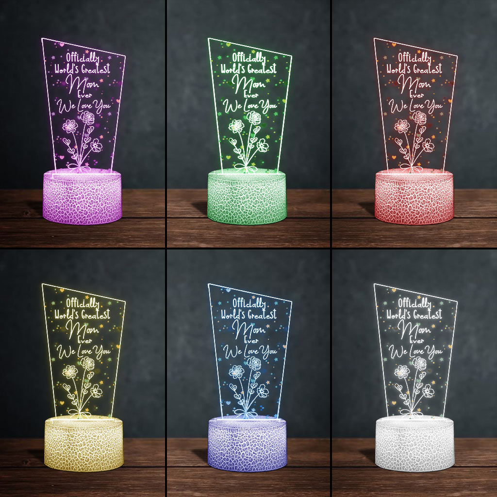 Offiziell die beste Mama der Welt – Geschenk für Mama, Opa, Ehemann, Ehefrau, Oma, Papa – Personalisierte, geformte Leuchtplatte