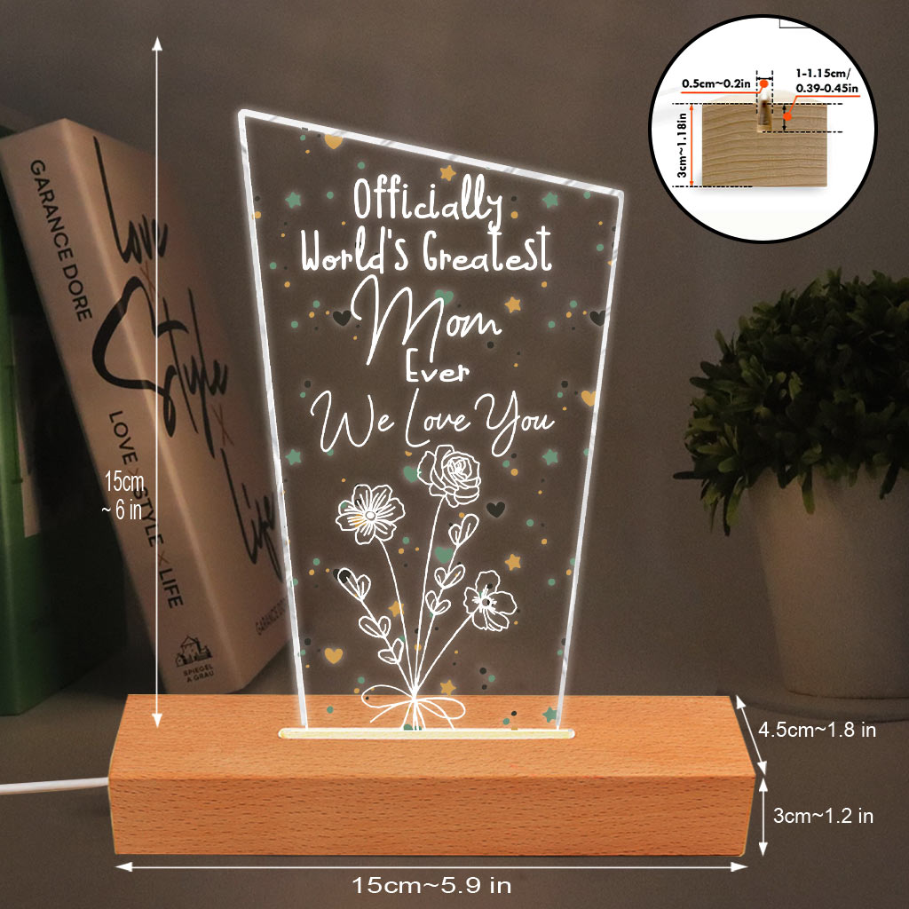 Offiziell die beste Mama der Welt – Geschenk für Mama, Opa, Ehemann, Ehefrau, Oma, Papa – Personalisierte, geformte Leuchtplatte