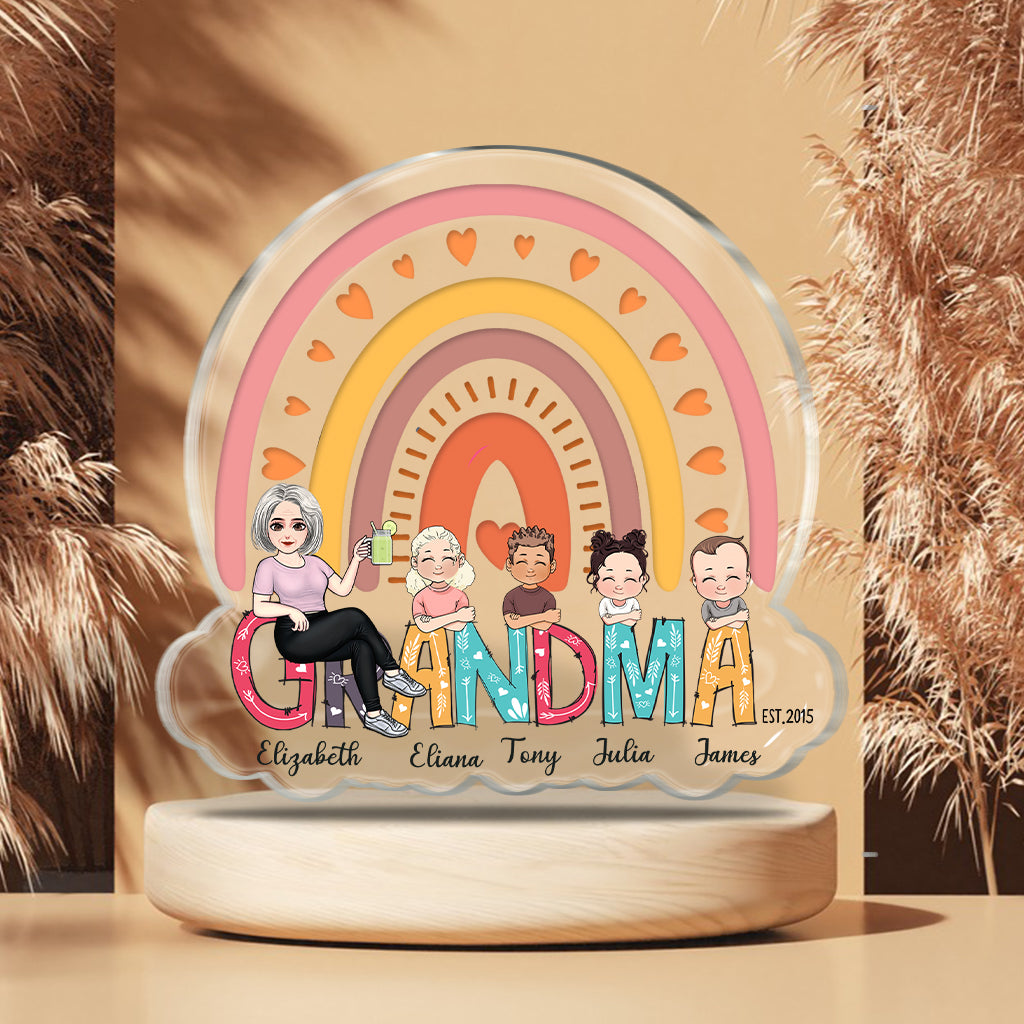 Oma Est. - Personalisierte Acrylplakette in individueller Form für die Mutter