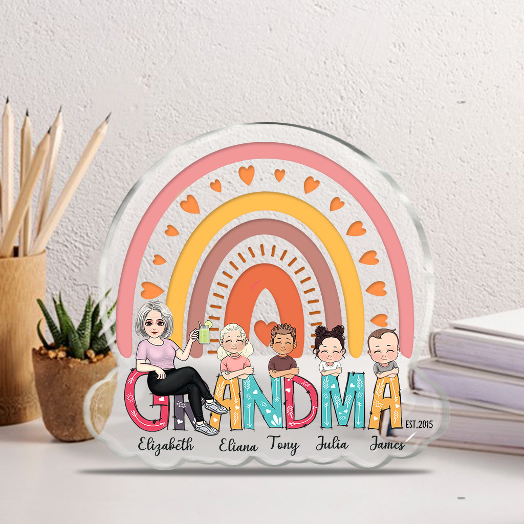 Oma Est. - Personalisierte Acrylplakette in individueller Form für die Mutter