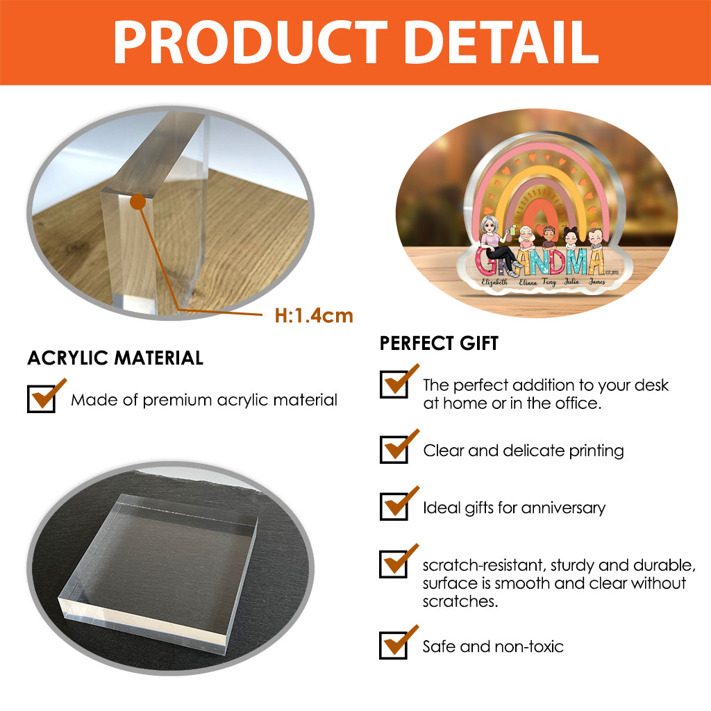 Oma Est. - Personalisierte Acrylplakette in individueller Form für die Mutter