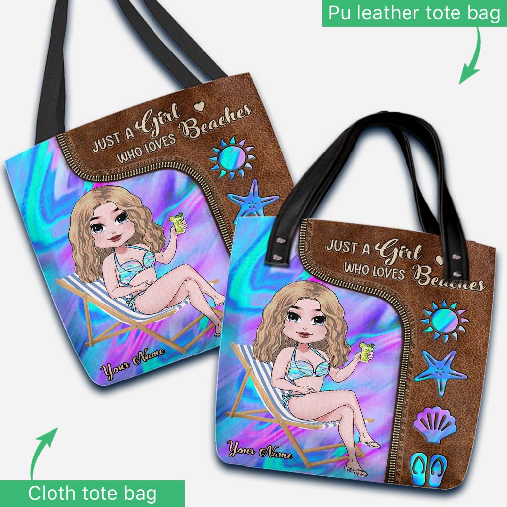 Einfach ein Mädchen, das Strände liebt – personalisierte Tragetasche für Meeresliebhaber