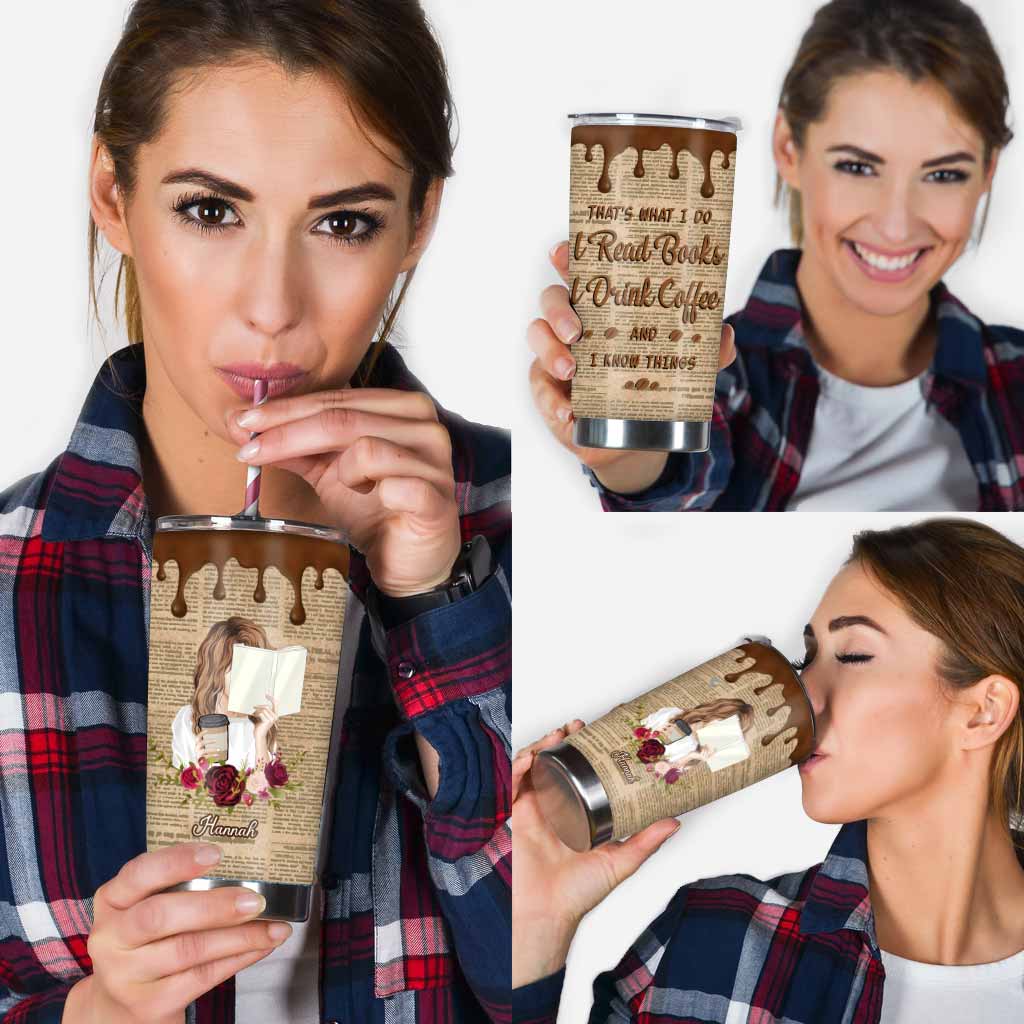 Das ist, was ich tue: Ich lese, ich trinke und ich weiß Dinge – personalisierter Buchbecher