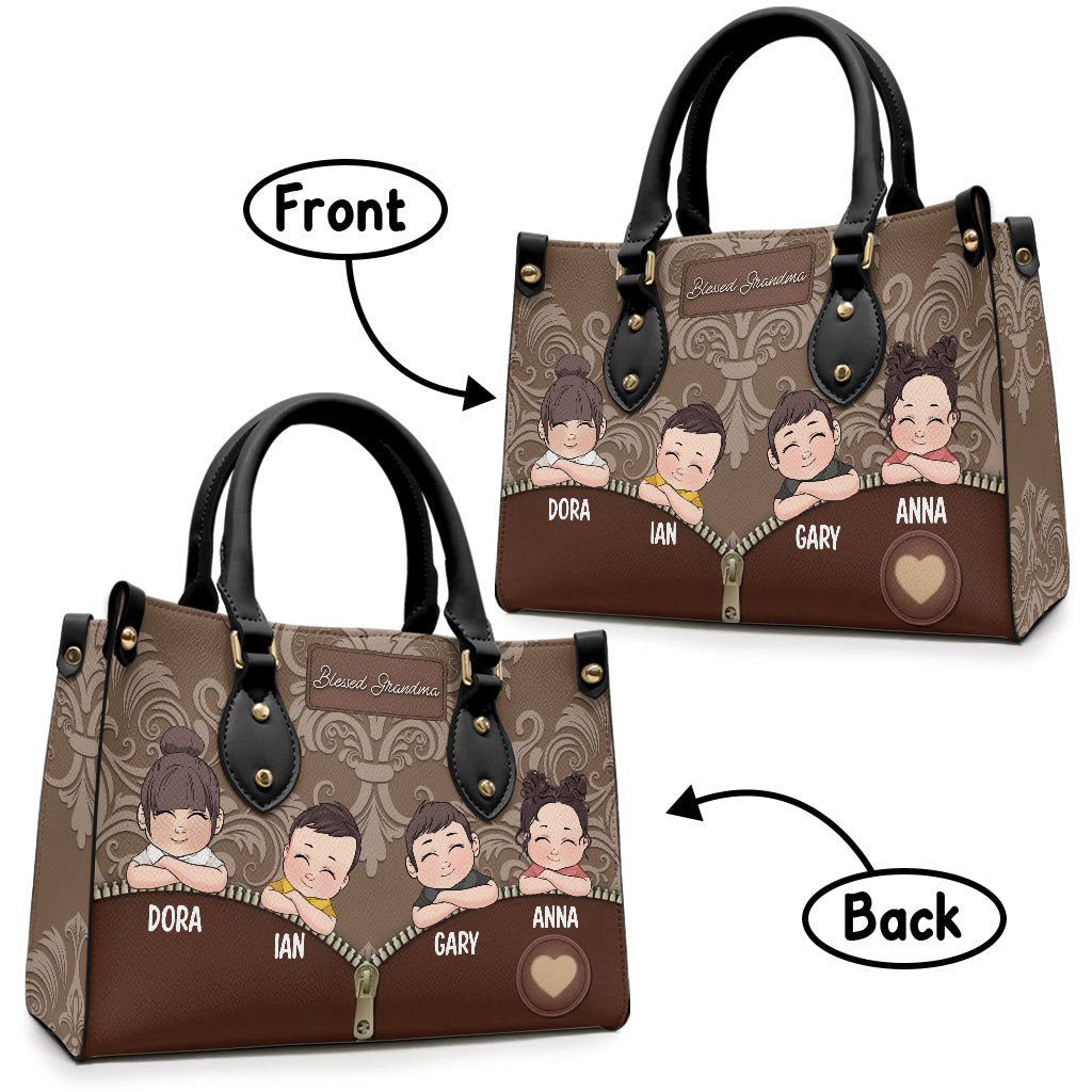 Gesegnete Oma – Personalisierte Oma-Lederhandtasche
