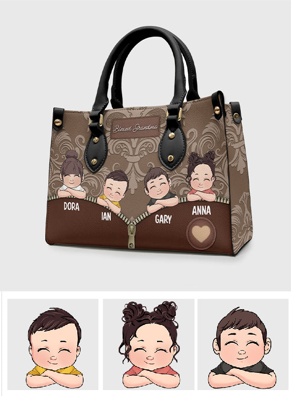 Gesegnete Oma – Personalisierte Oma-Lederhandtasche