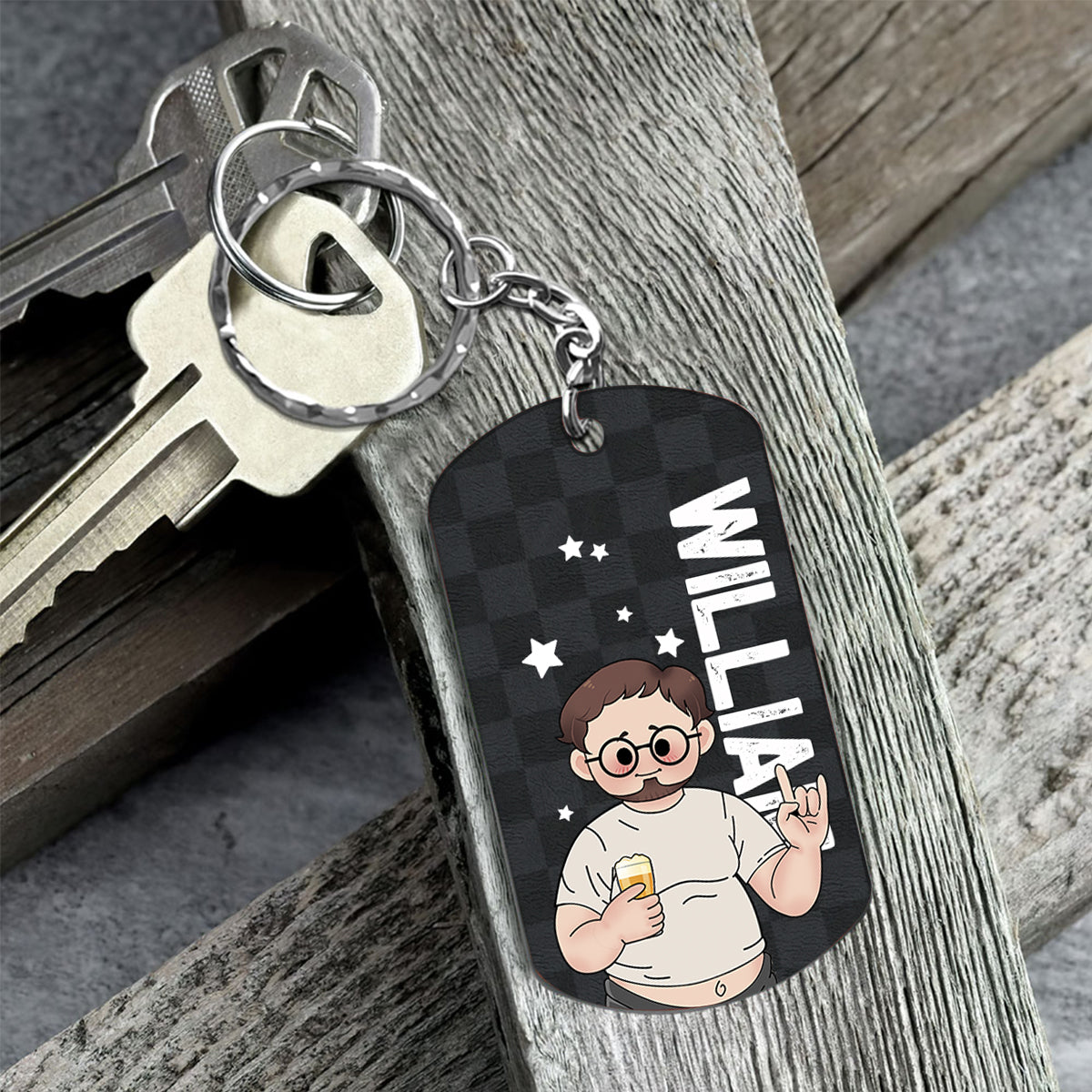 Kein Dad Bod – Personalisierter Edelstahl-Schlüsselanhänger zum Vatertag