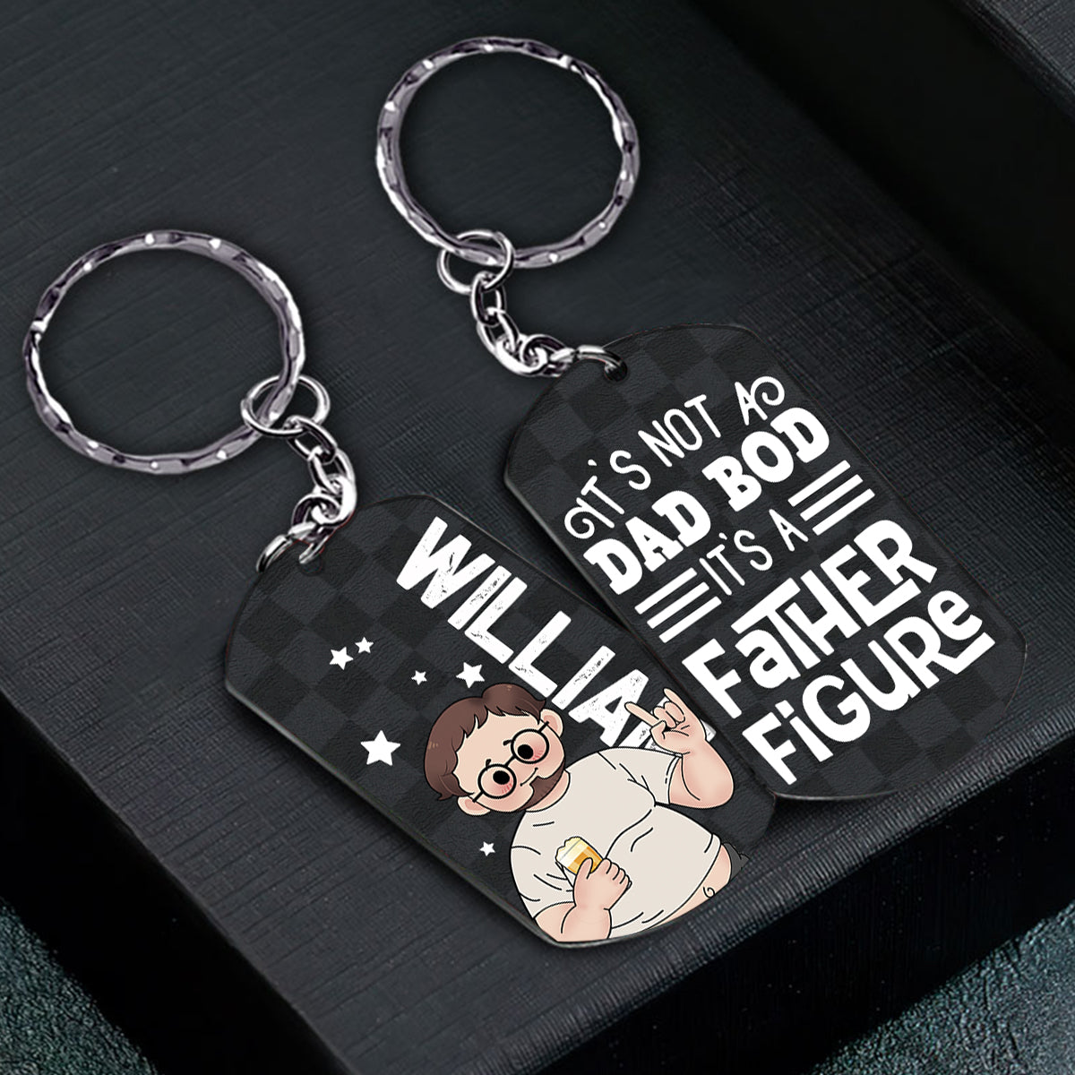 Kein Dad Bod – Personalisierter Edelstahl-Schlüsselanhänger zum Vatertag