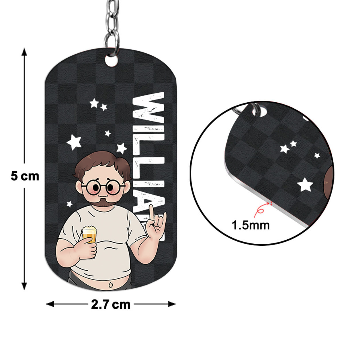 Kein Dad Bod – Personalisierter Edelstahl-Schlüsselanhänger zum Vatertag