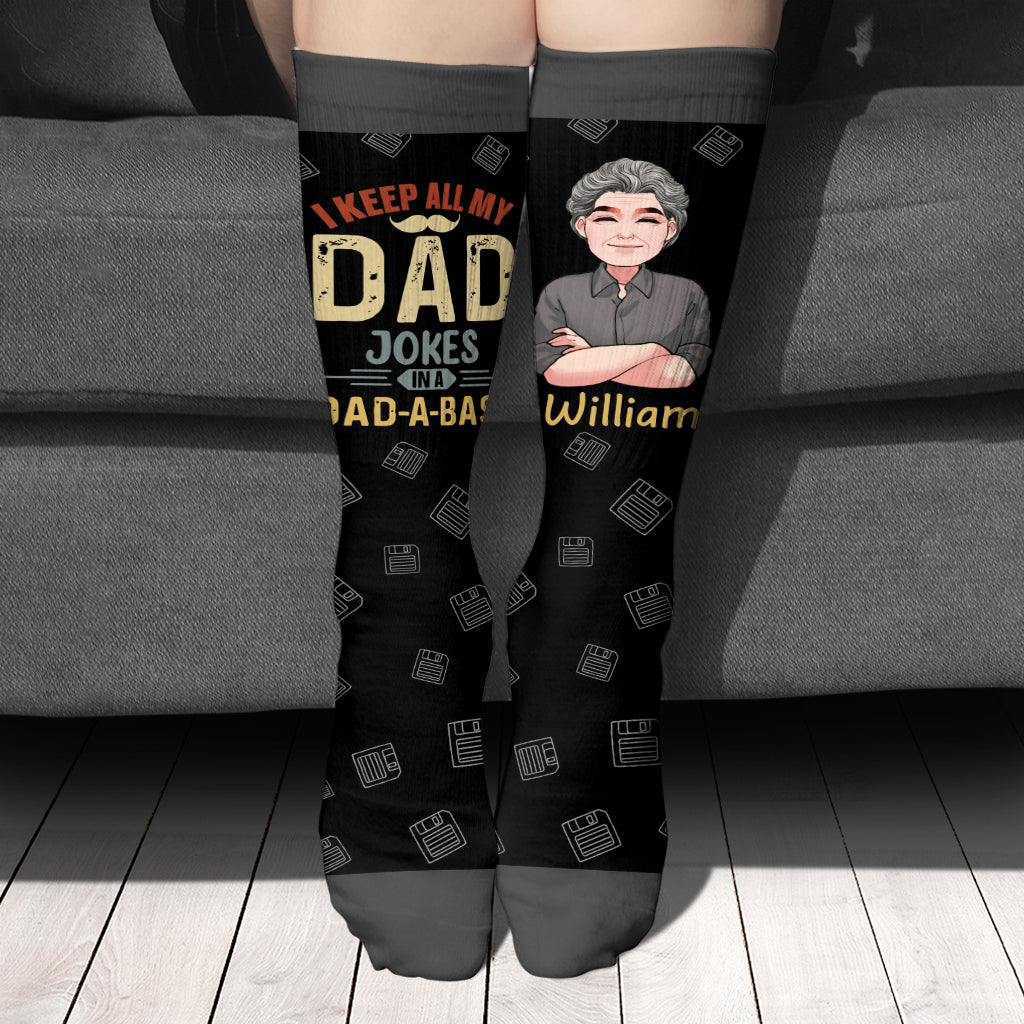 I Keep All My Dad Jokes - Personalized Father's Day Father Socks