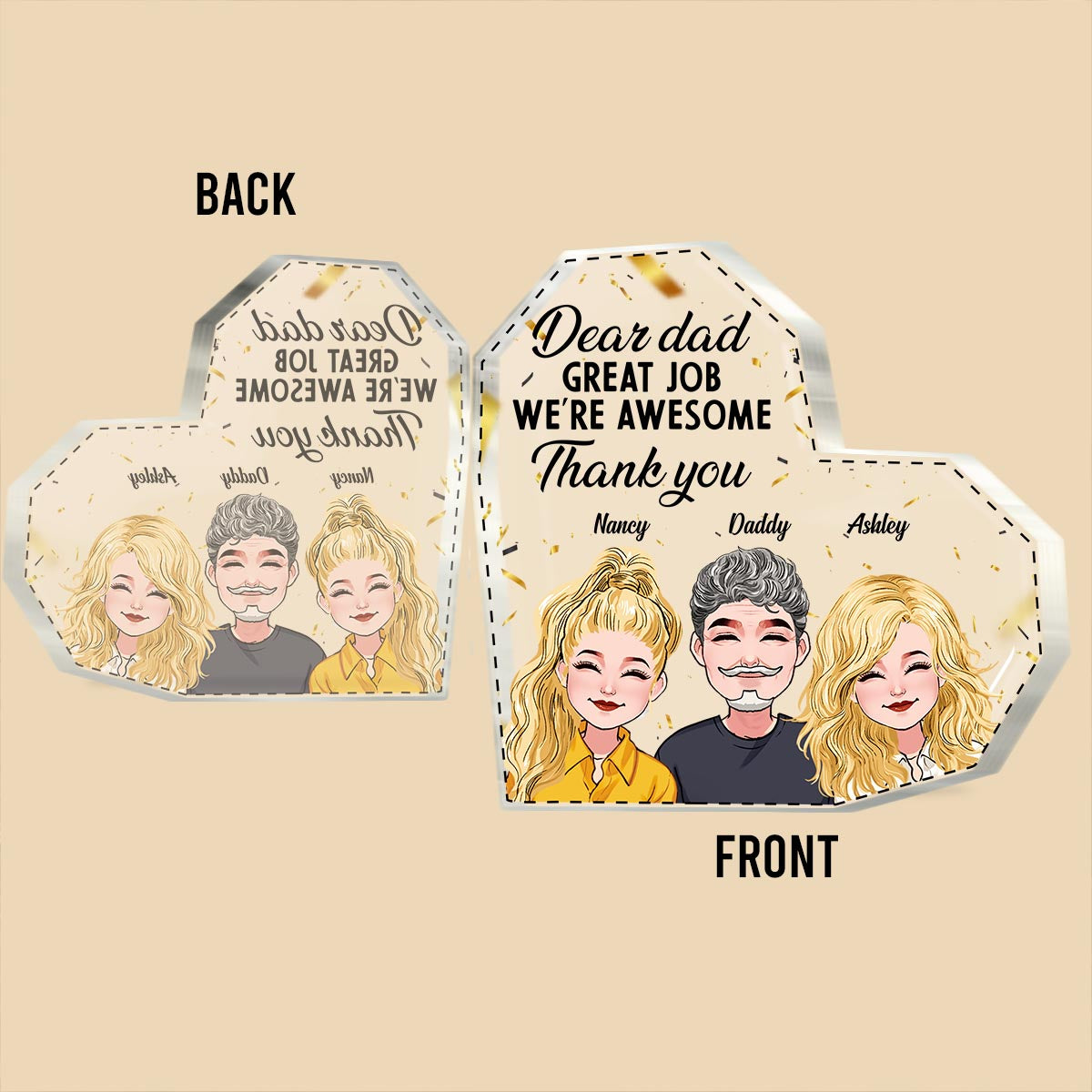 Wir sind großartig – Personalisierte Acrylplakette in individueller Form zum Vatertag
