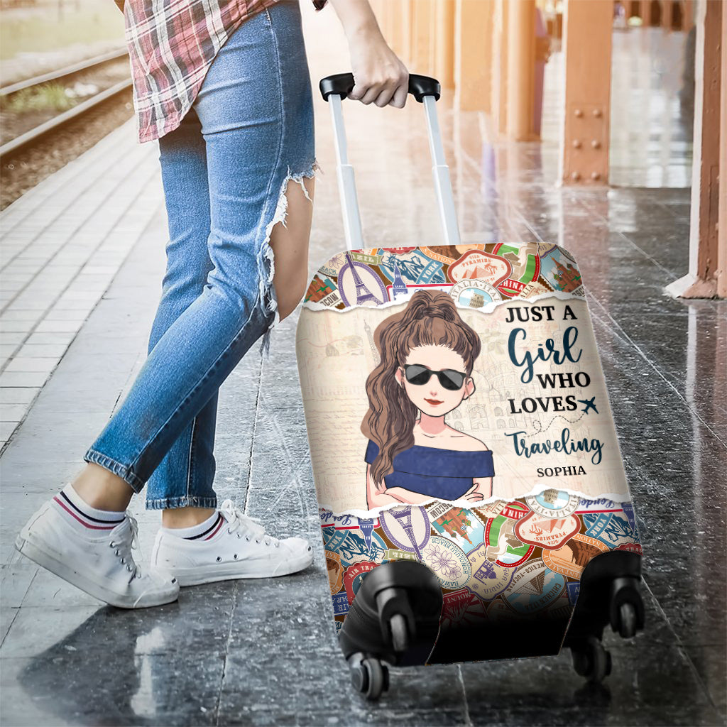 Einfach ein Mädchen, das Reisen liebt – personalisierte Reisegepäckhülle