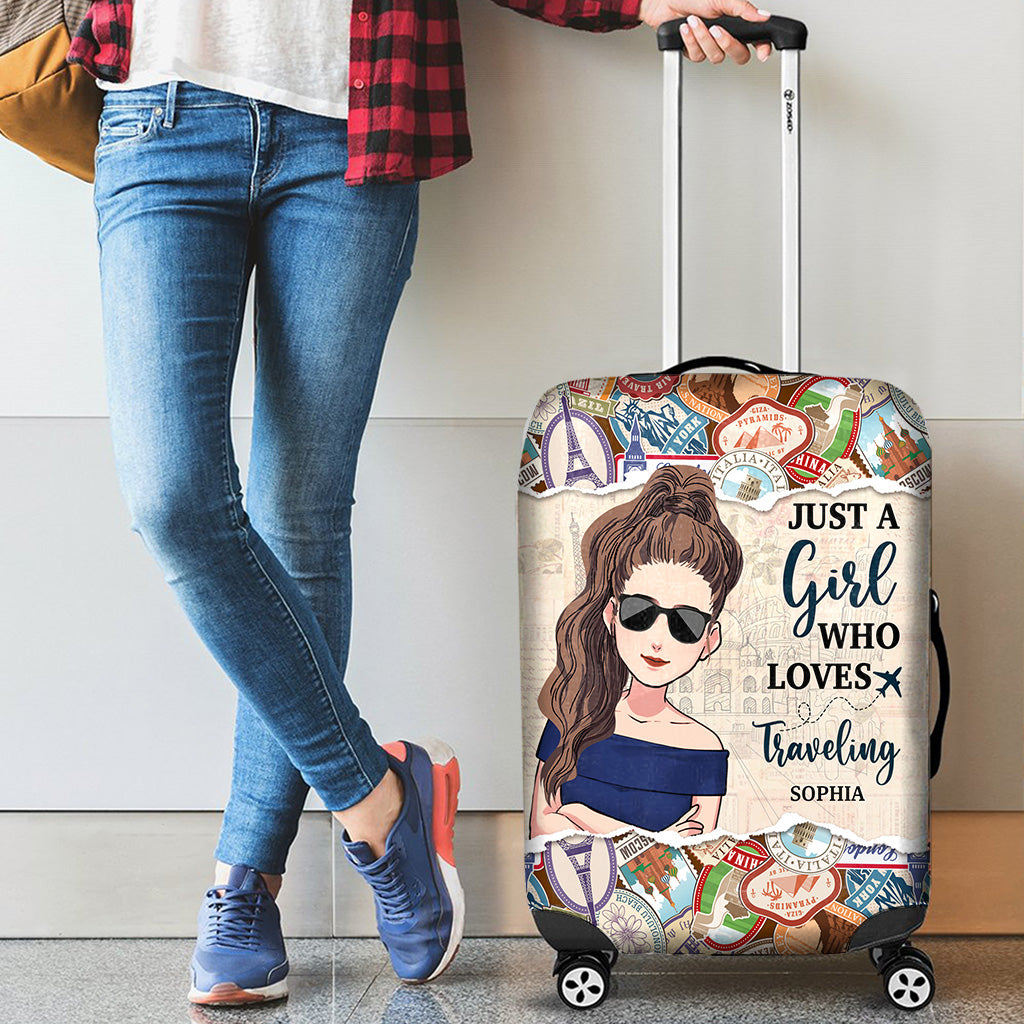Einfach ein Mädchen, das Reisen liebt – personalisierte Reisegepäckhülle