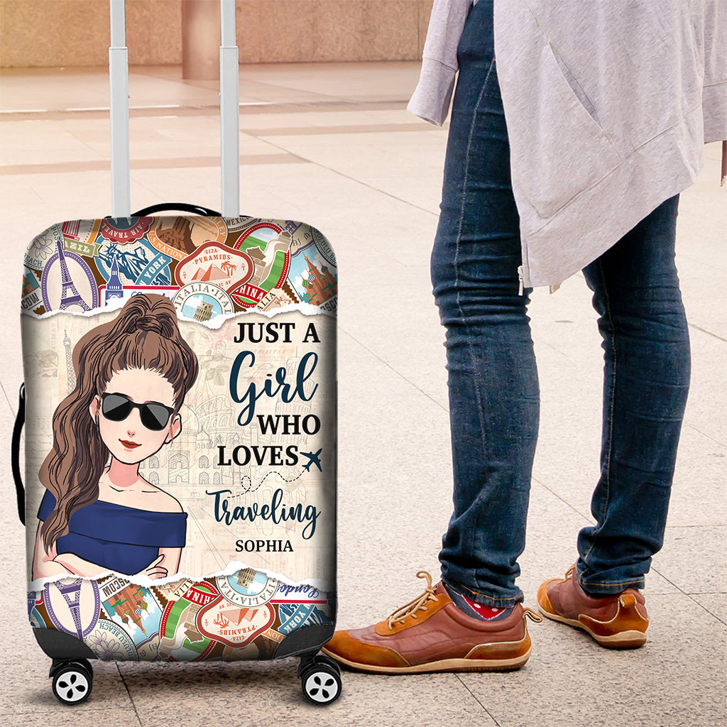 Einfach ein Mädchen, das Reisen liebt – personalisierte Reisegepäckhülle
