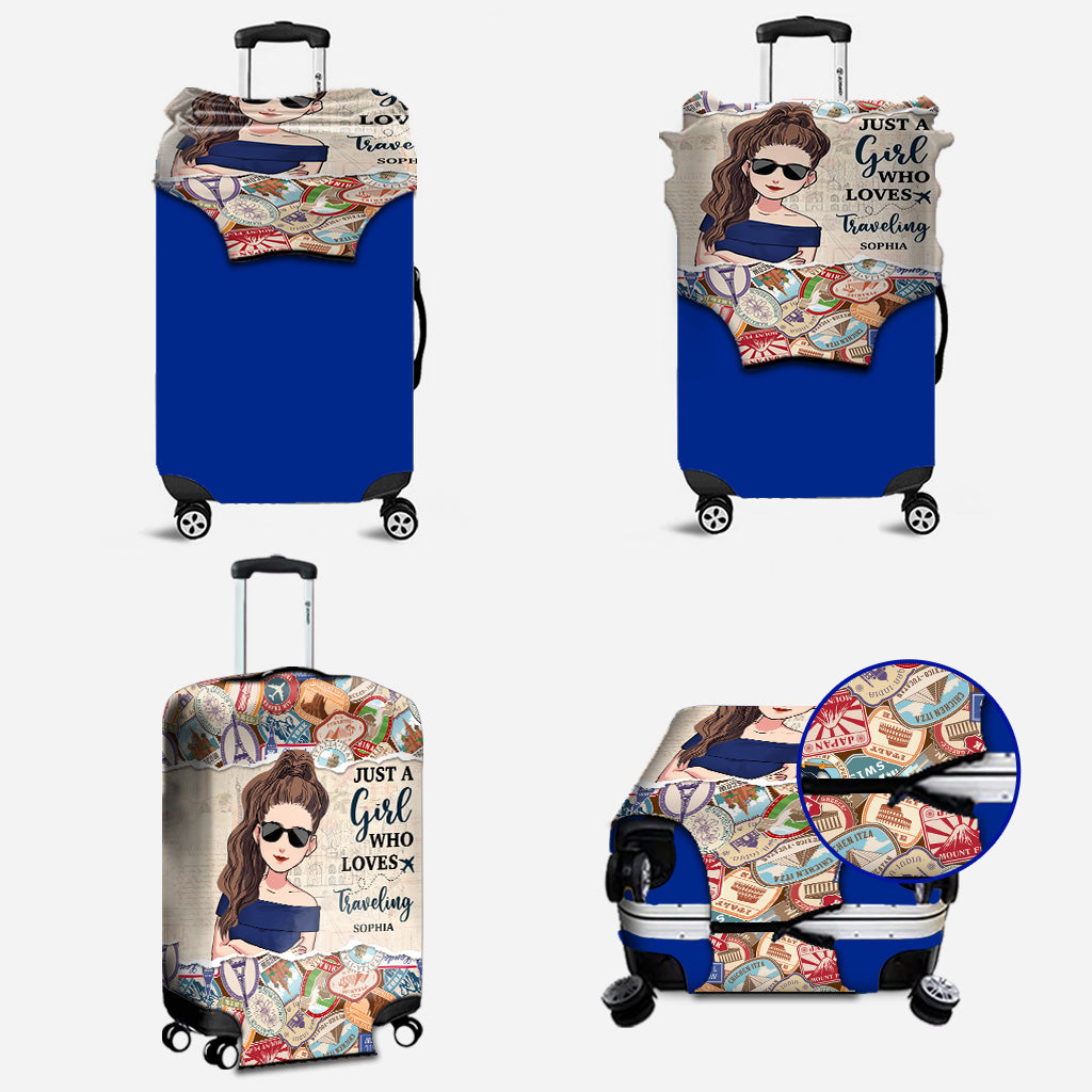 Einfach ein Mädchen, das Reisen liebt – personalisierte Reisegepäckhülle