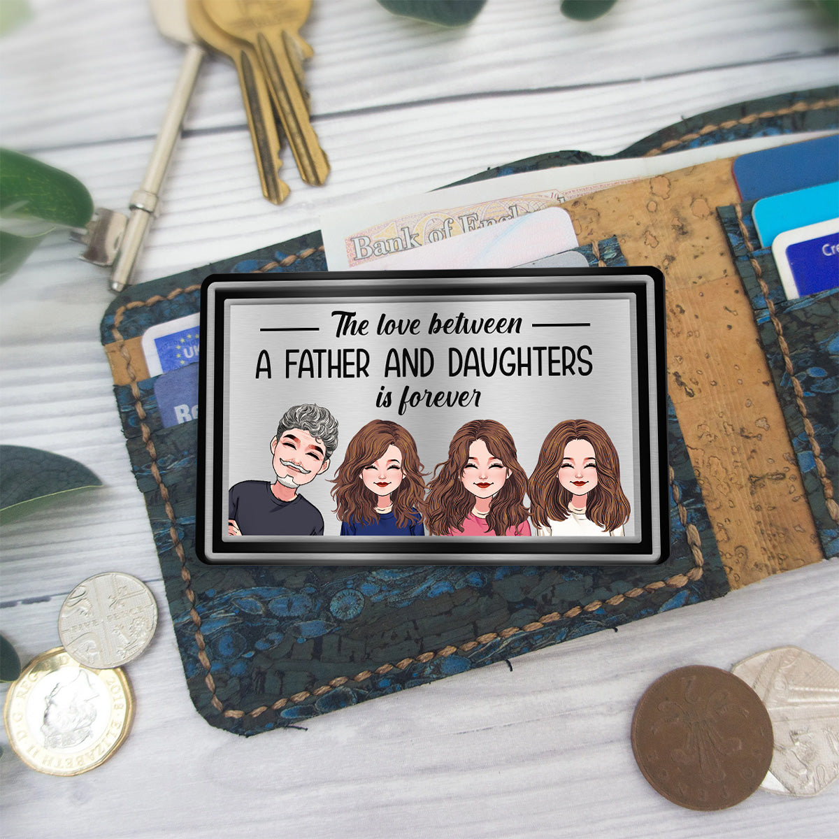 Die Liebe zwischen – Personalisierte Einsteckkarte für die Geldbörse des Vaters