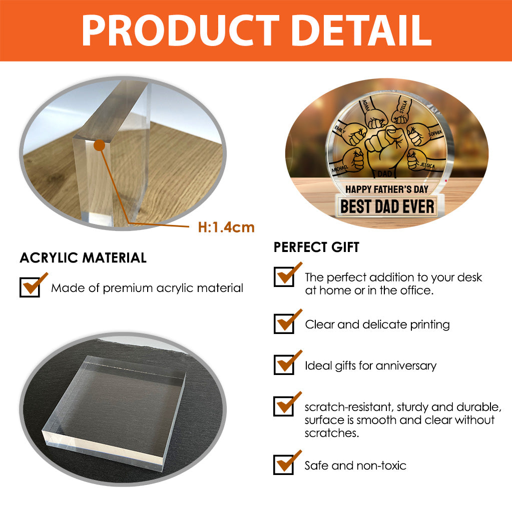 Best Dad Ever - Personalized Father's Day Father Custom Shaped Acrylic Plaque