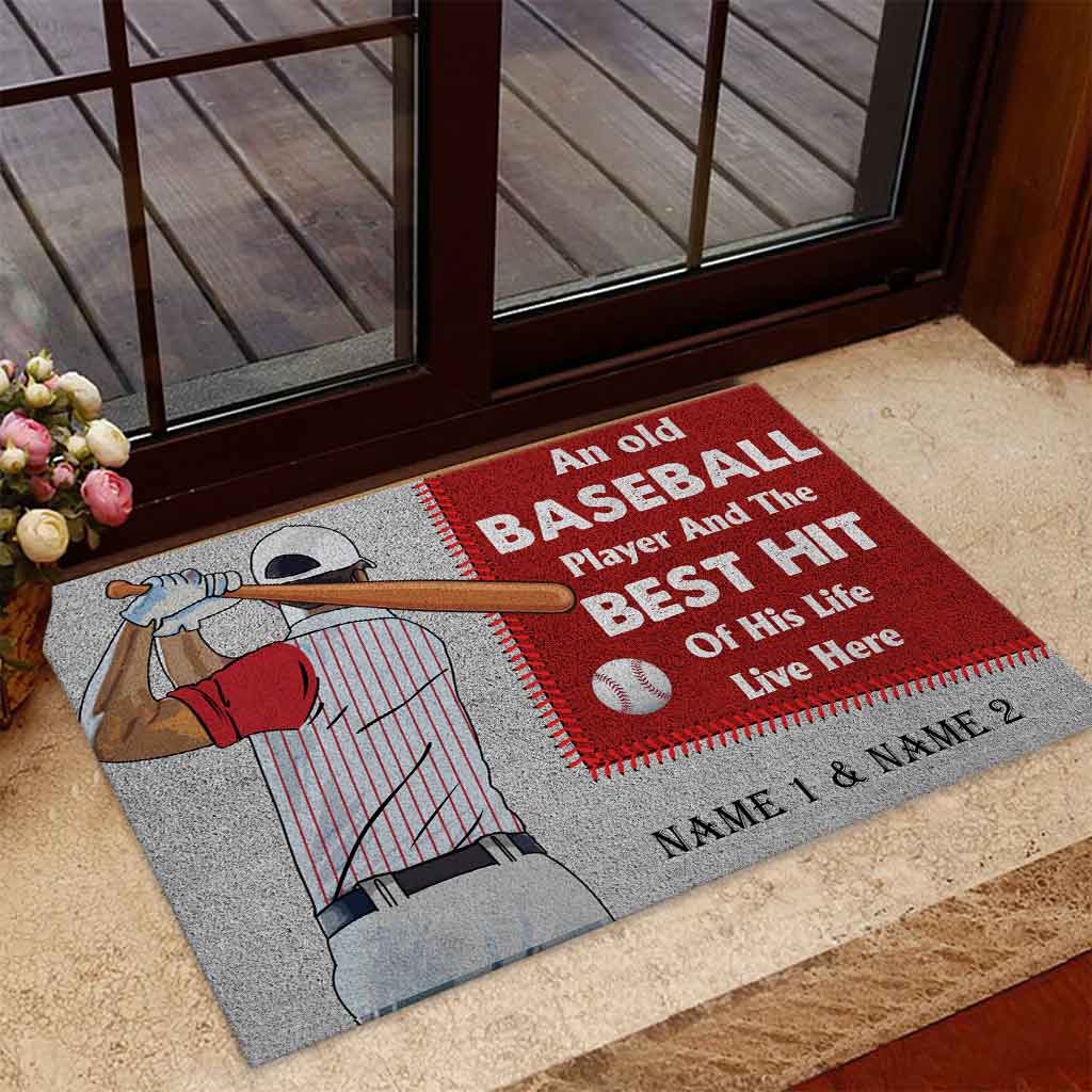 An Old Baseball Player Personalized Doormat