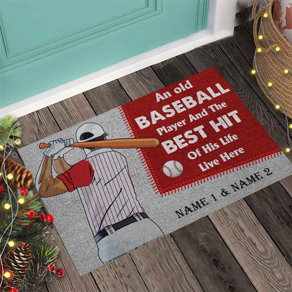 An Old Baseball Player Personalized Doormat