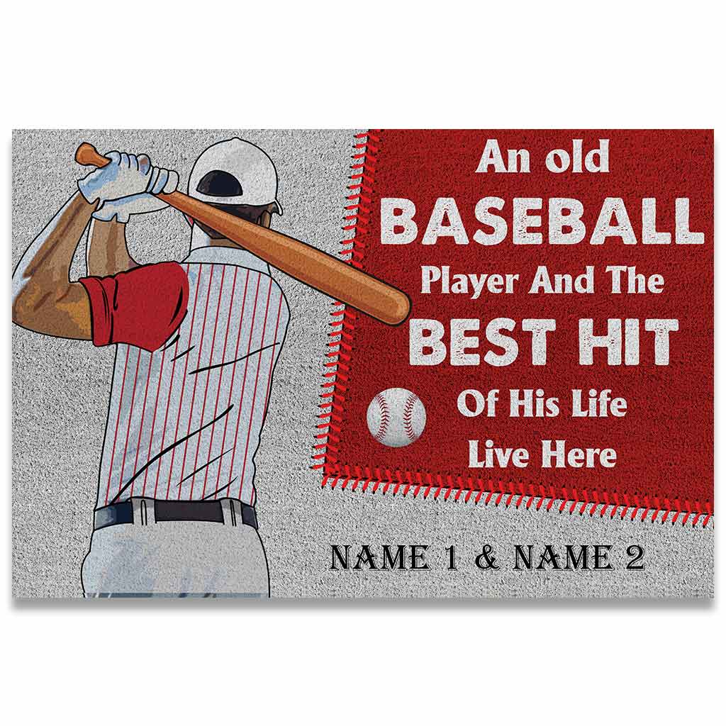 An Old Baseball Player Personalized Doormat