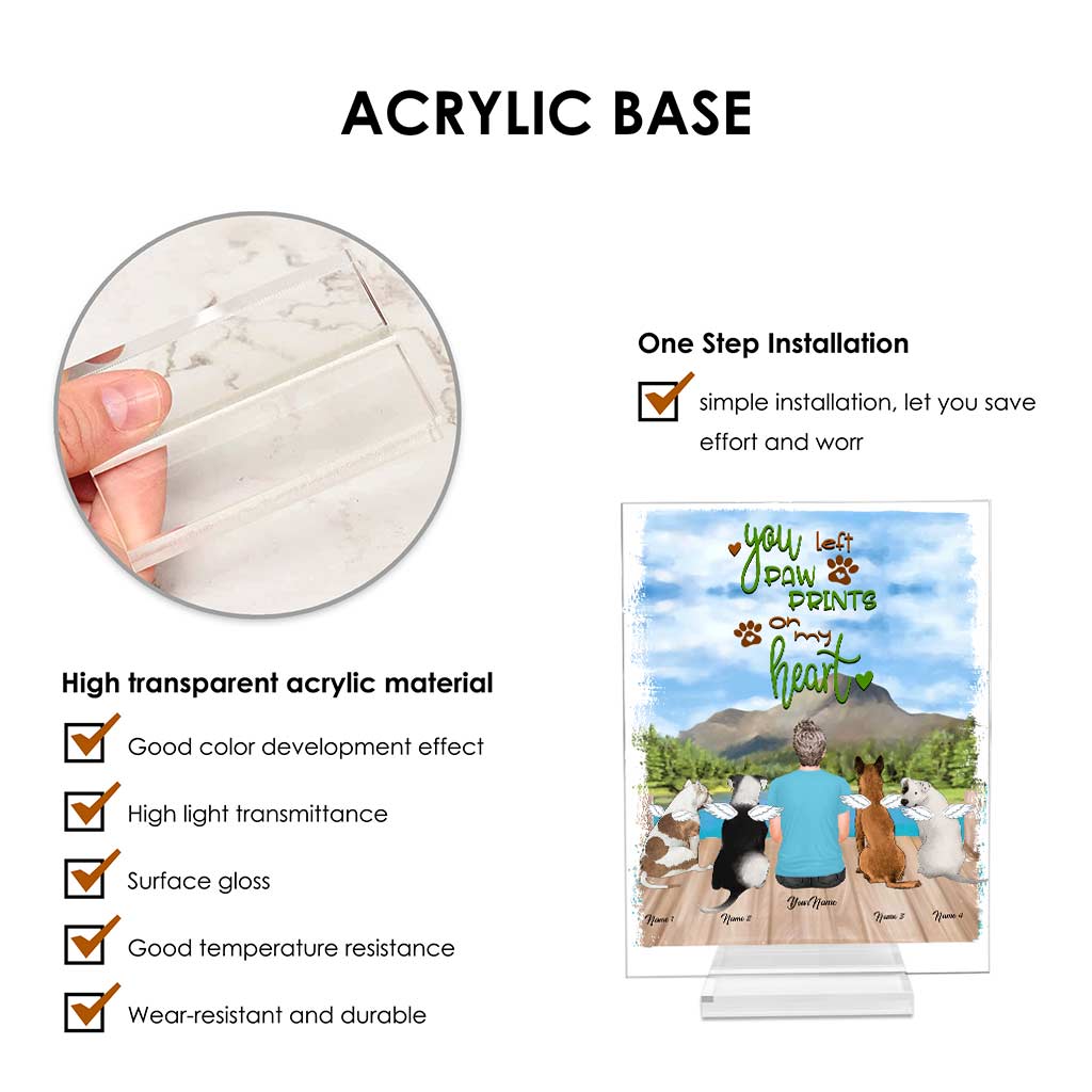 Du hast Pfotenabdrücke in meinem Herzen hinterlassen – Personalisierte transparente Acrylplakette mit Hundemotiv
