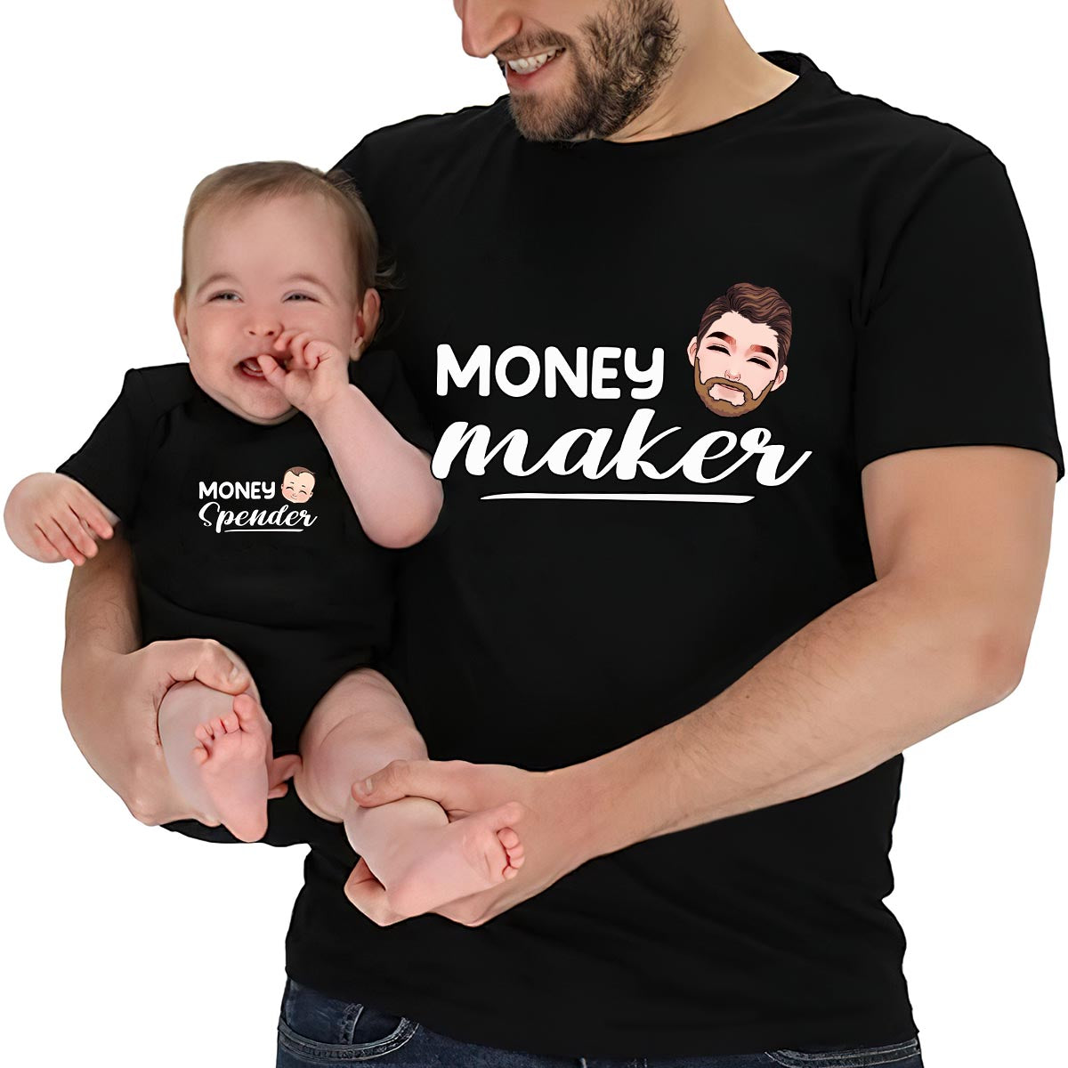 Money Maker Money Spender - Personalized Father T-shirt And Baby Onesie