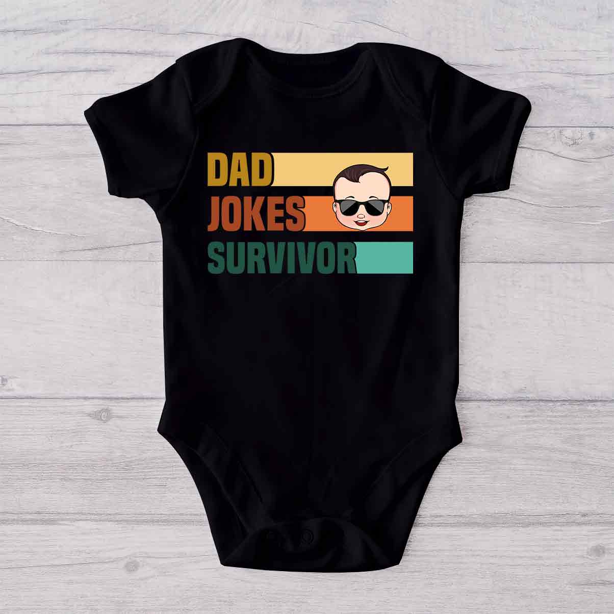 Dad Jokes Champion Survivor - Personalized Father T-shirt And Baby Onesie