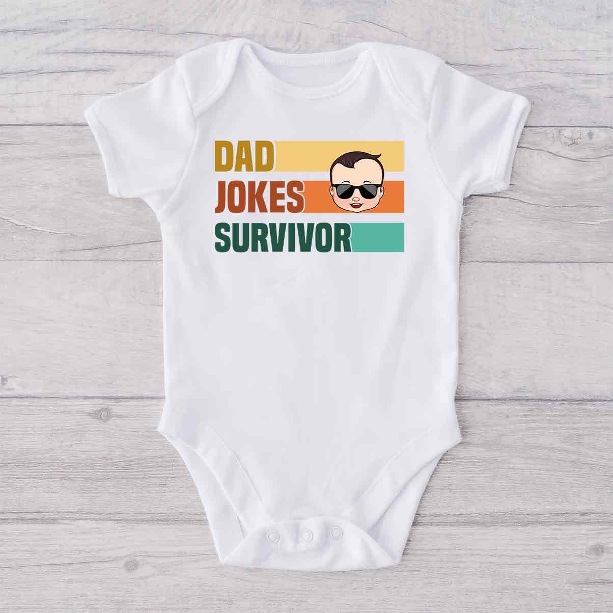 Dad Jokes Champion Survivor - Personalized Father T-shirt And Baby Onesie