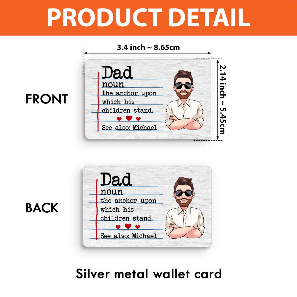 Dad Definitions - Personalized Father Wallet Insert Card