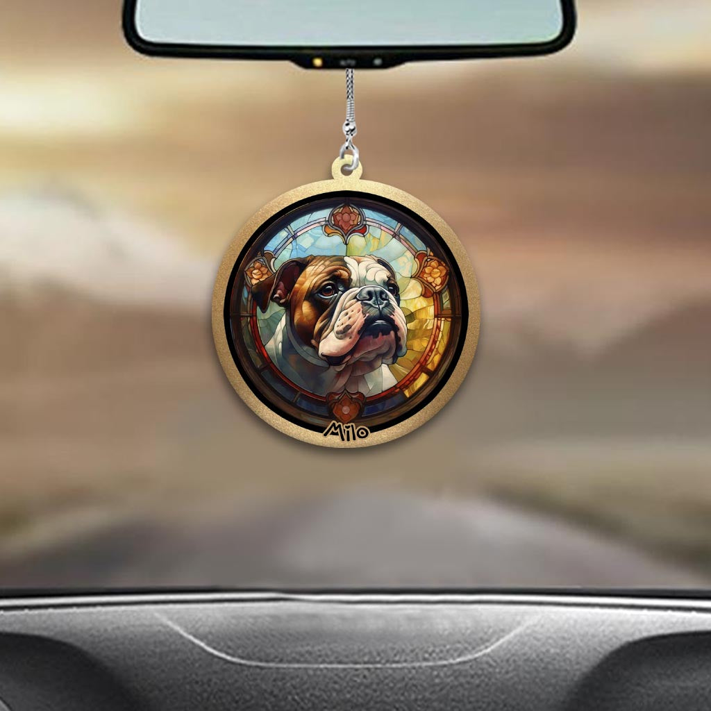 Bunter Hund – Personalisierter Autoanhänger in Hundeform