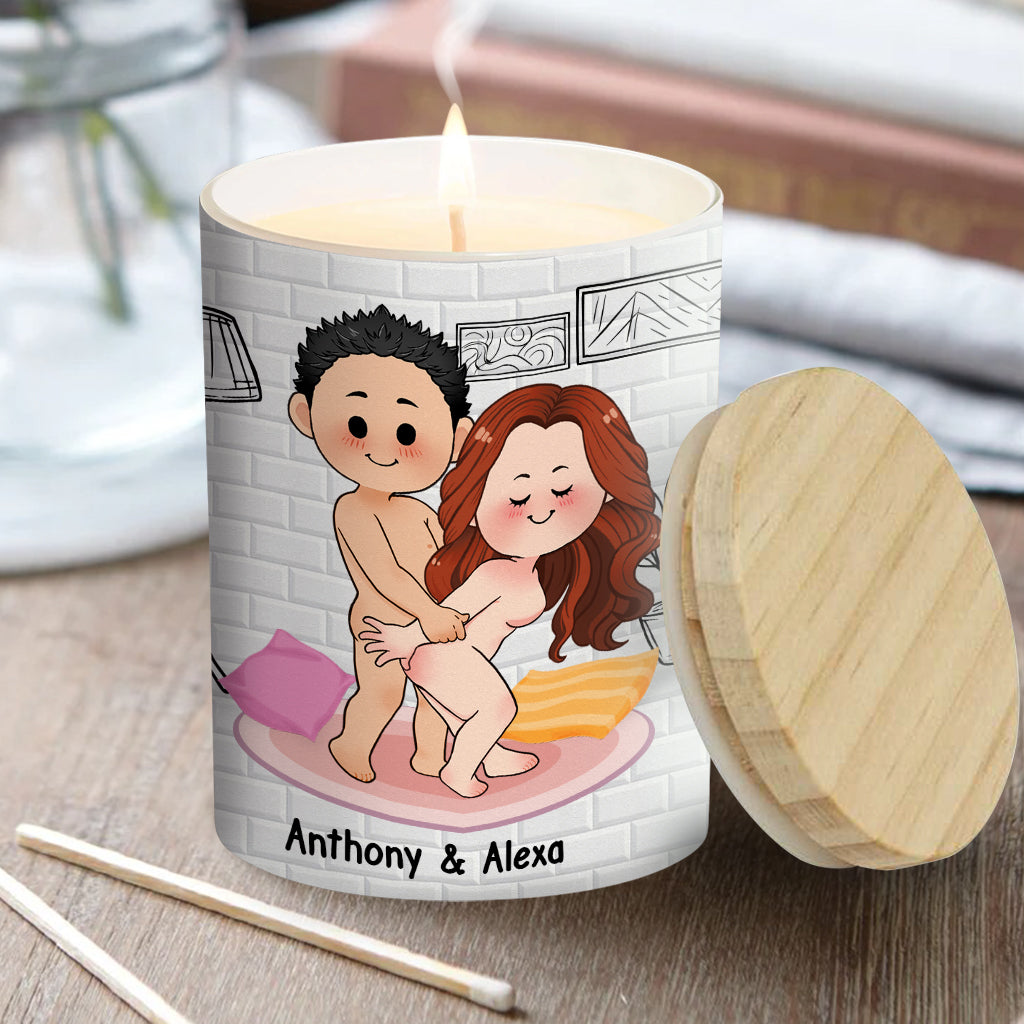 Light When You Want Me Naked - Personalized Couple Candle With Wooden Lid