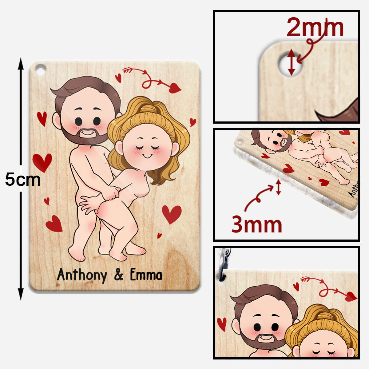 Ich liebe dich – Personalisierter Schlüsselanhänger für Paare (beidseitig bedruckt)
