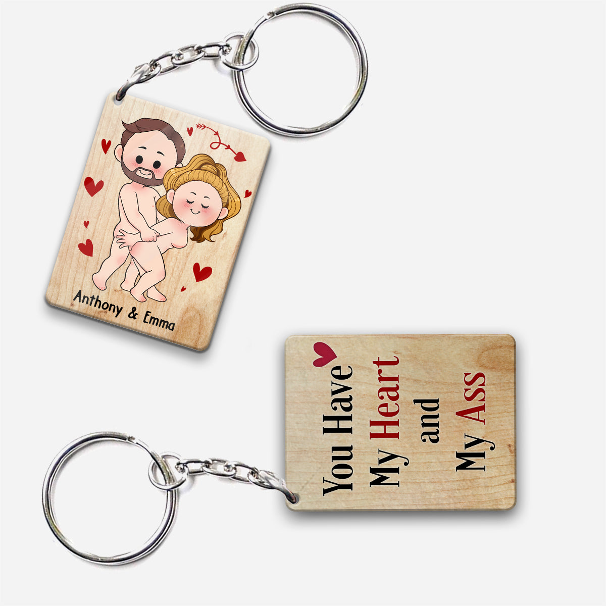 Ich liebe dich – Personalisierter Schlüsselanhänger für Paare (beidseitig bedruckt)