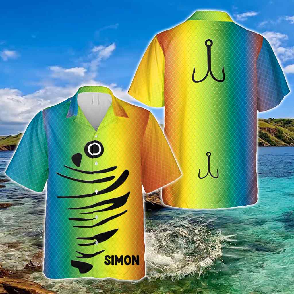 Angelköder - Personalisiertes Hawaiihemd zum Angeln