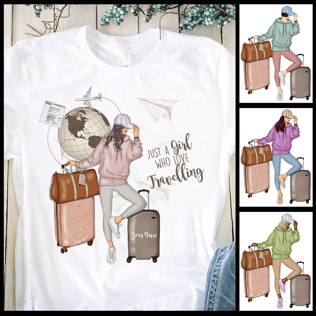 Einfach ein Mädchen, das gerne reist – personalisiertes T-Shirt und Hoodie