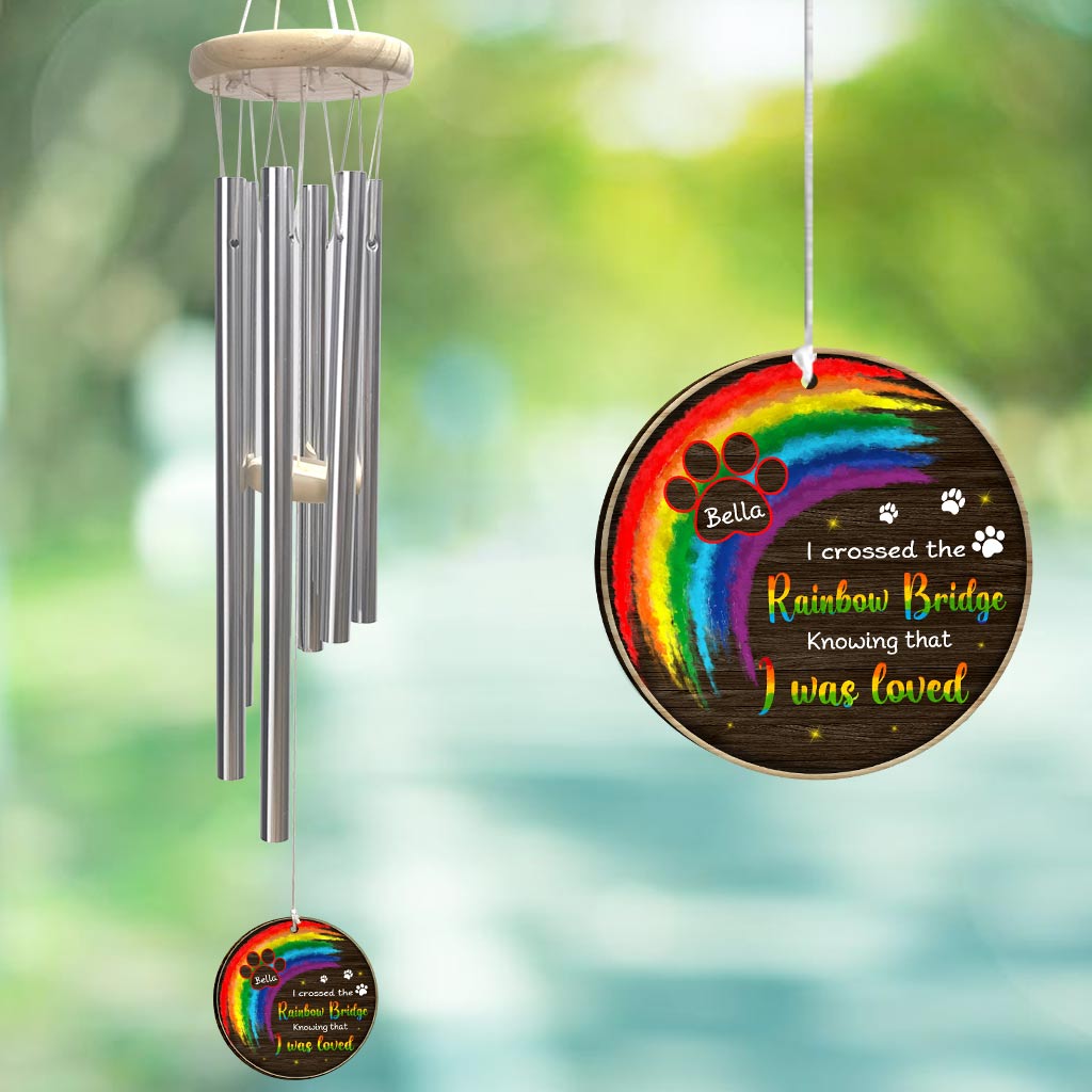 Ich habe die Regenbogenbrücke überquert – Personalisiertes Katzen-Windspiel