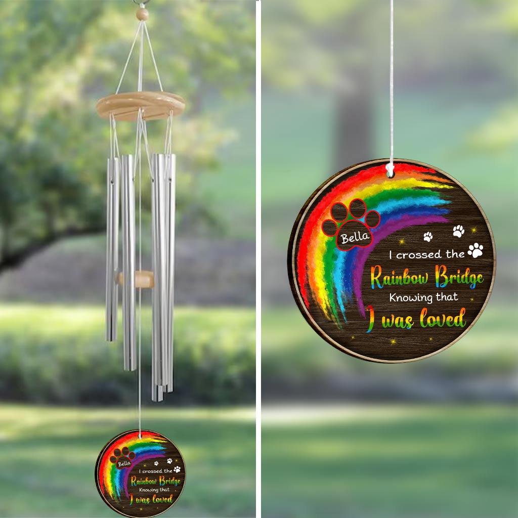 Ich habe die Regenbogenbrücke überquert – Personalisiertes Katzen-Windspiel