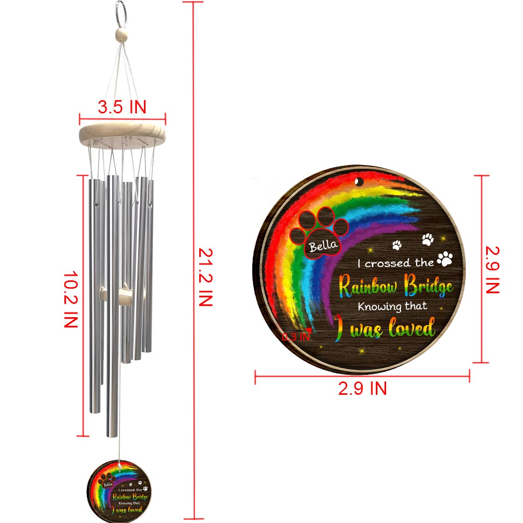 Ich habe die Regenbogenbrücke überquert – Personalisiertes Katzen-Windspiel