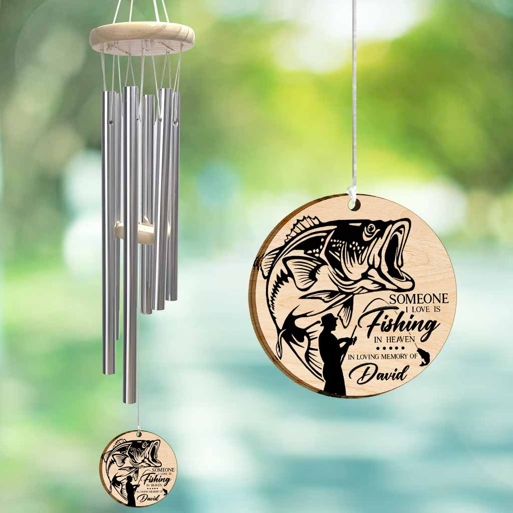 Jemand, den ich liebe, angelt im Himmel – personalisiertes Windspiel