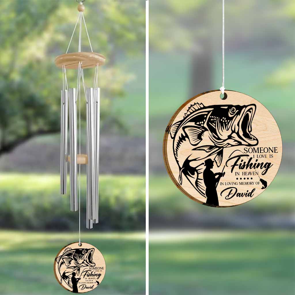 Jemand, den ich liebe, angelt im Himmel – personalisiertes Windspiel