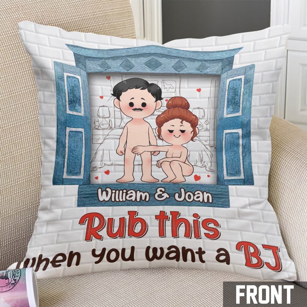 Rub This - Couple gift for wife, husband, girlfriend, boyfriend - Personalized Throw Pillow