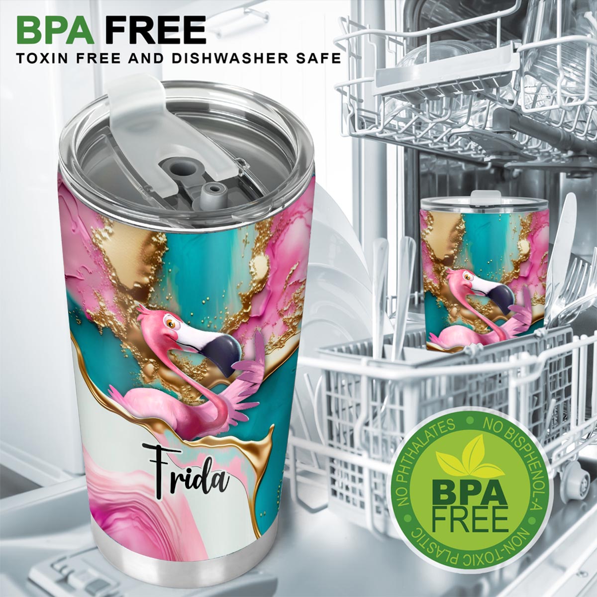 Please Take A Number - Personalized Flamingo Tumbler