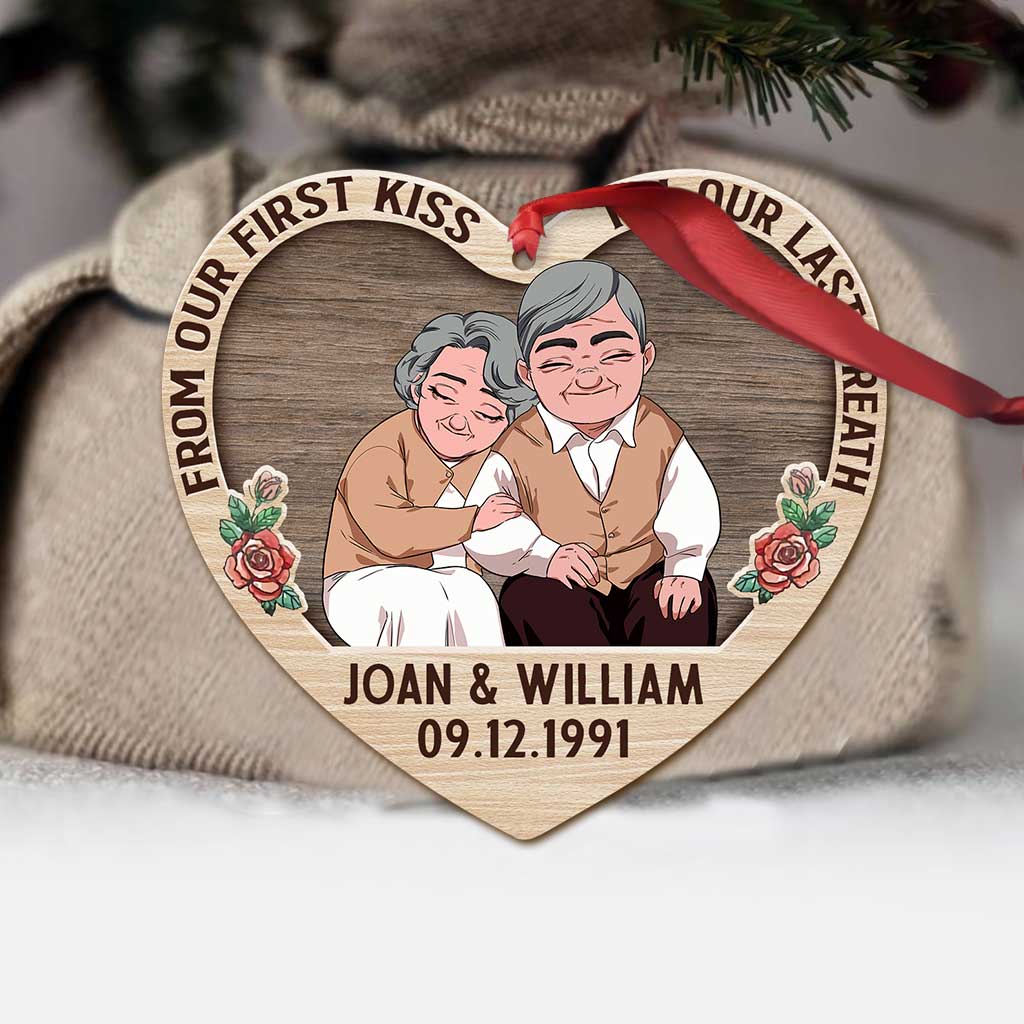 From Our First Kiss - Personalized Christmas Couple Ornament (Printed On Both Sides)