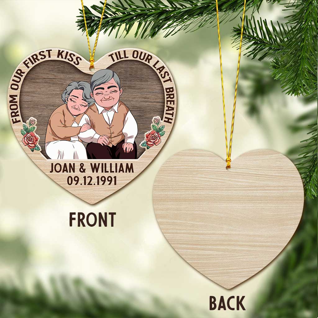 From Our First Kiss - Personalized Christmas Couple Ornament (Printed On Both Sides)