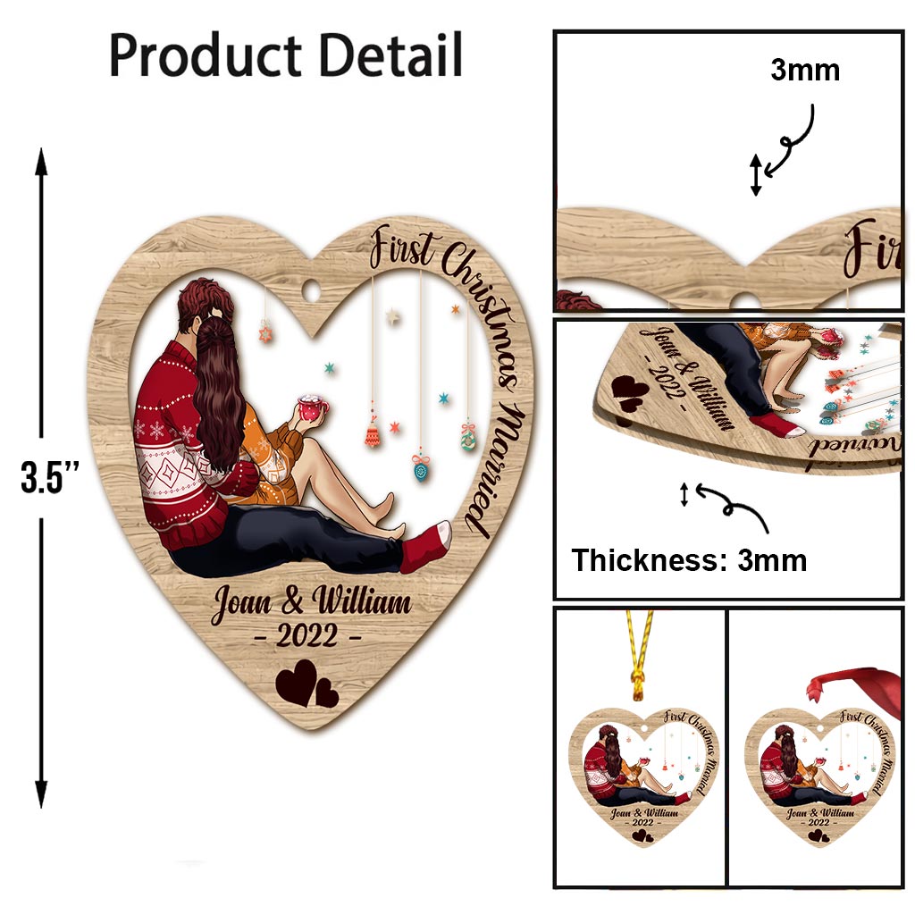 Zuhause ist, wo man sich aufhält – Personalisierter Weihnachtsschmuck für Paare (mehrlagig)