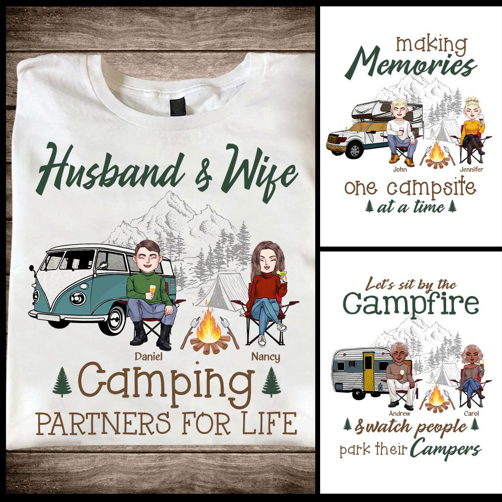Camping-Paar fürs Leben – Personalisiertes Camping-T-Shirt und Hoodie für Paare